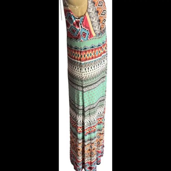Chicos Floral Aztec Colorful Boho Hippie Stretchy Printed Maxi Dress Size 0 NWT - Picture 12 of 12
